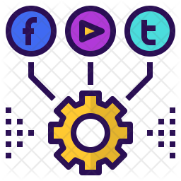 256x256 Social Media Management Logo Icon Of Colored Outline Style