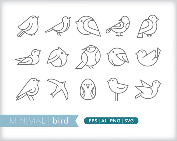 570x454 Bird Line Icons Animal Icon Illustrations Png Etsy