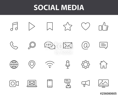 500x408 Set Of Social Media Web Icons In Line Style Contact, Digital