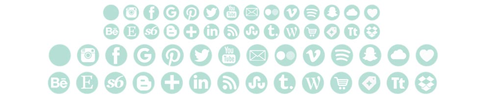 1000x200 Social Media And Web Icons Mint Green
