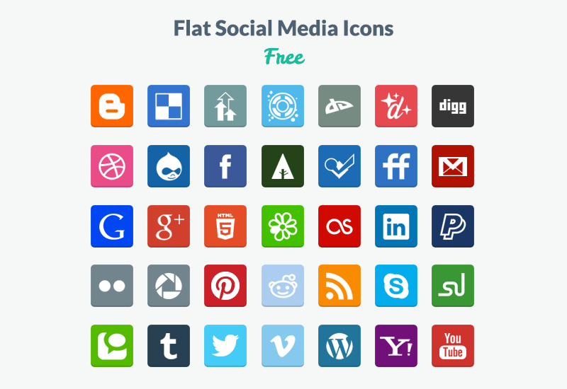 800x550 Beautiful Free Flat Social Media Icons Sets
