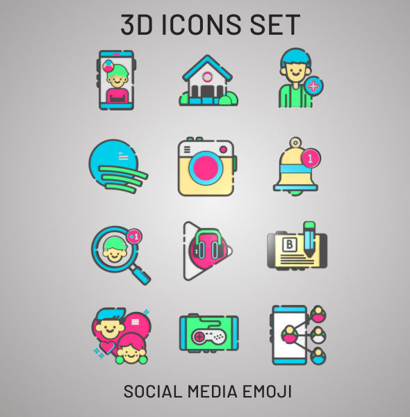 590x600 Social Media Web Icons Cgtrader
