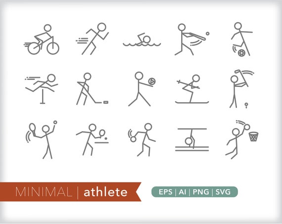 570x454 Athlete Line Icons Sports Icon Illustrations Png Etsy