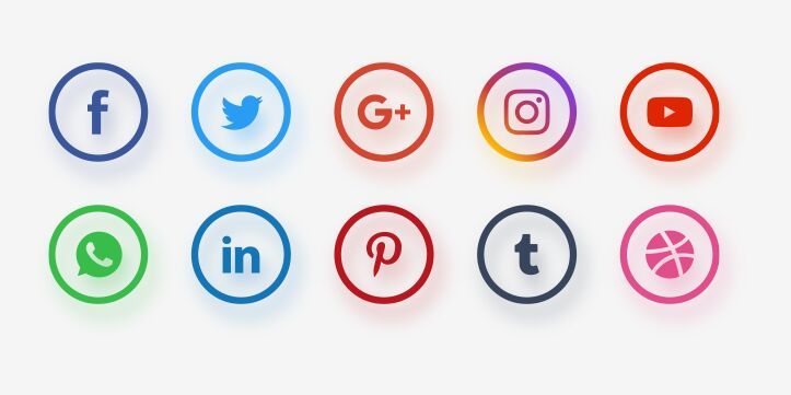 723x361 Free Circular Social Network Icon Set