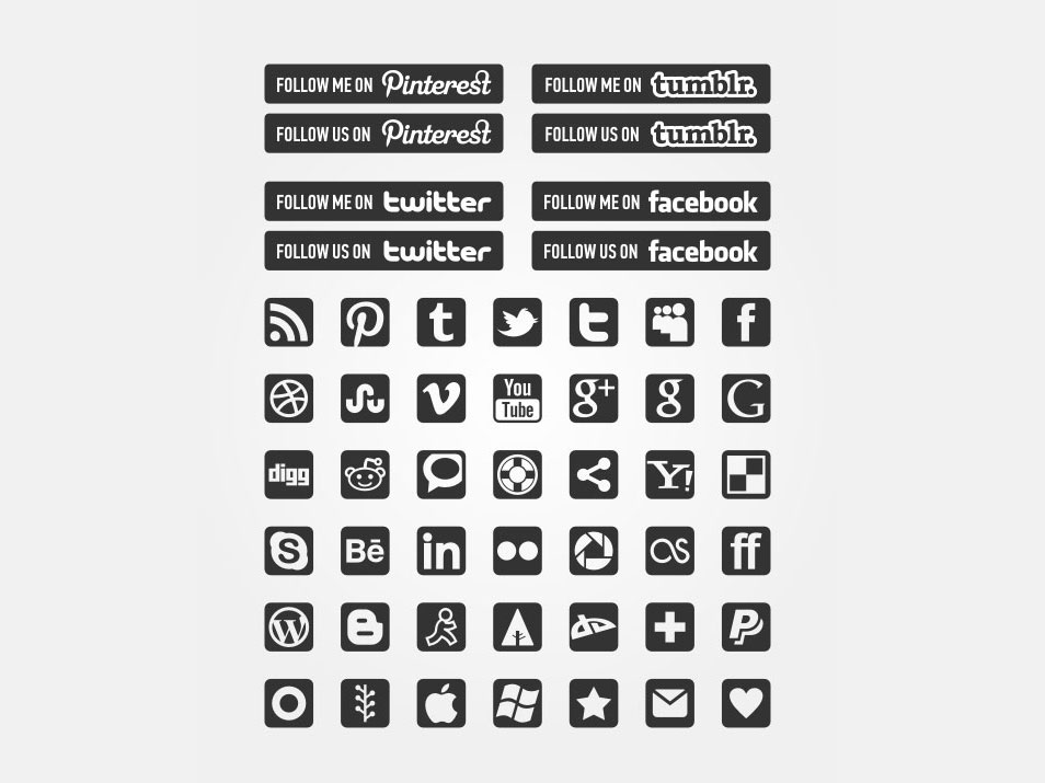 954x715 High Quality Free Social Media Icon Sets