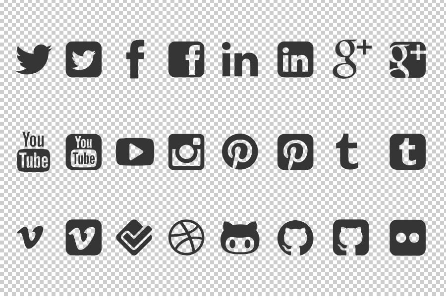 900x600 Free Social Media Icon Vector Shapes For Photoshop Design