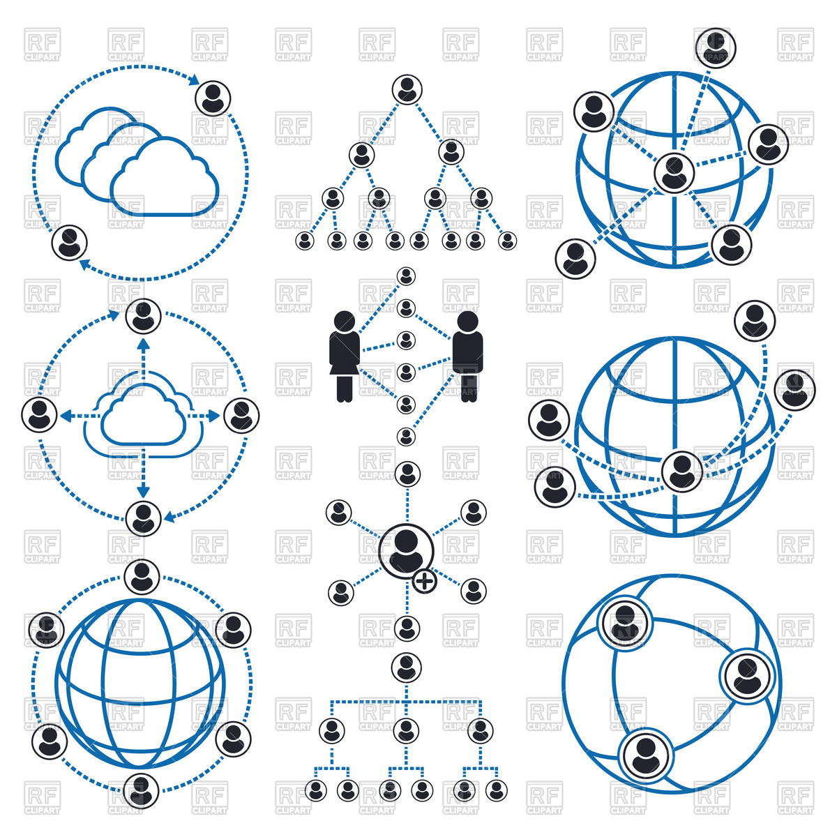 1200x1200 People Connection And Social Network Icons Vector Image