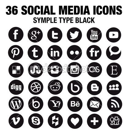 422x450 New Social Media Icons Round Black Stock Vector Nawa