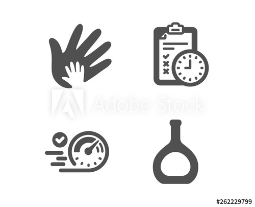500x405 Set Of Exam Time, Social Responsibility And Speedometer Icons