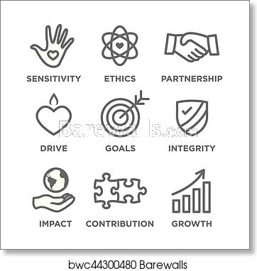 362x382 Social Responsibility Outline Icon Set, Art Print Barewalls