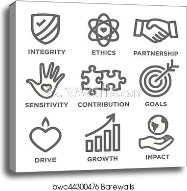 382x390 Social Responsibility Outline Icon Set, Canvas Print Barewalls
