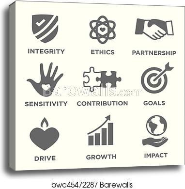 382x390 Social Responsibility Solid Icon Set, Canvas Print Barewalls