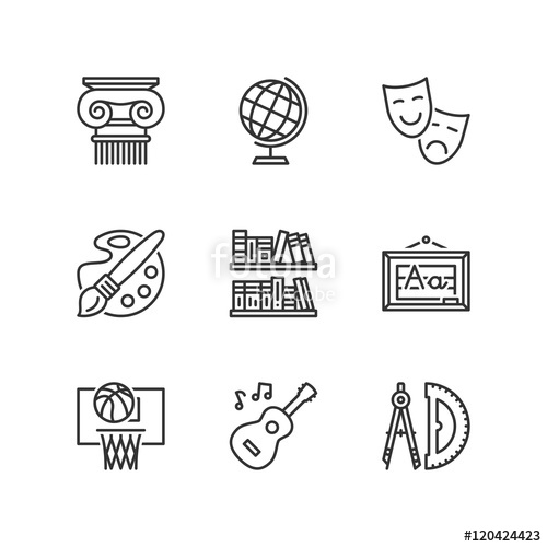 500x500 Line Icons Social Science Subjects Flat Symbols Stock Image