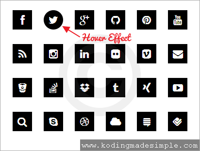 412x312 Black White Social Sharing Icons Classic Square Html, Css