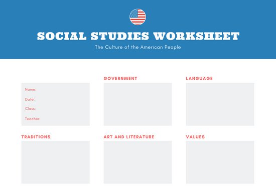 550x389 Blue With American Flag Icon Social Studies Graphic Organizer