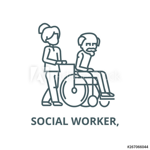 500x500 Young Woman, Social Worker, Vector Line Icon, Outline Concept