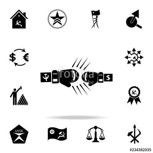 500x500 Boxing Gloves Capitalism And Communism Icon Detailed Set