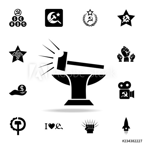 500x500 Hammer And Anvil Icon Detailed Set Of Communism And Socialism