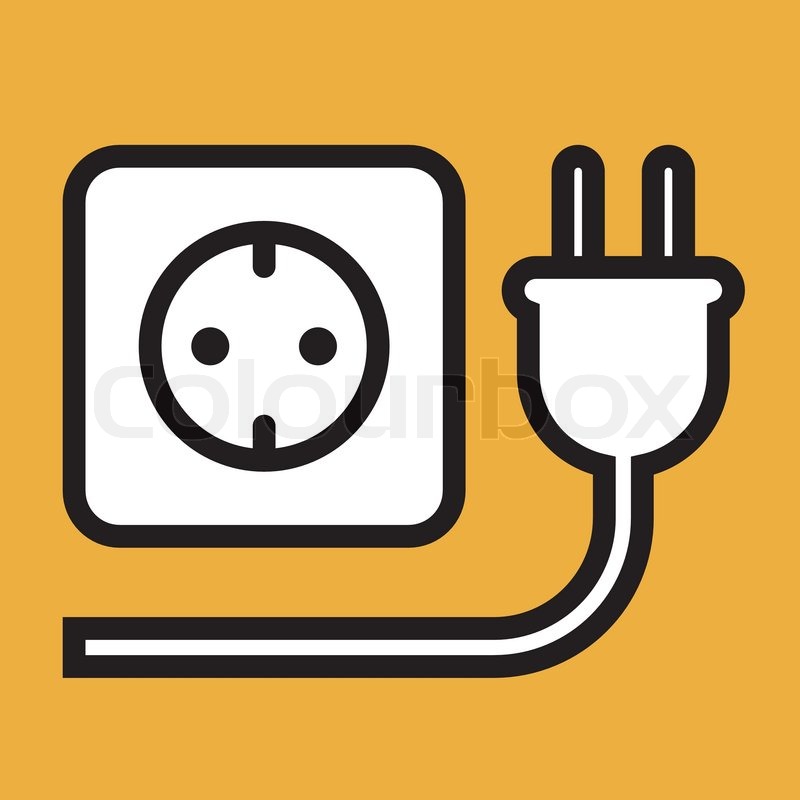 800x800 Plug And Socket Icon On Yellow Stock Vector Colourbox