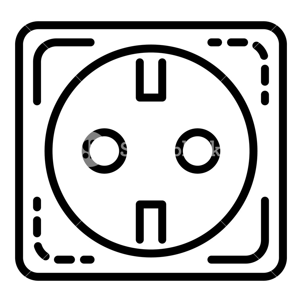 1000x1000 Euro Electric Socket Icon Outline Euro Electric Socket Vector