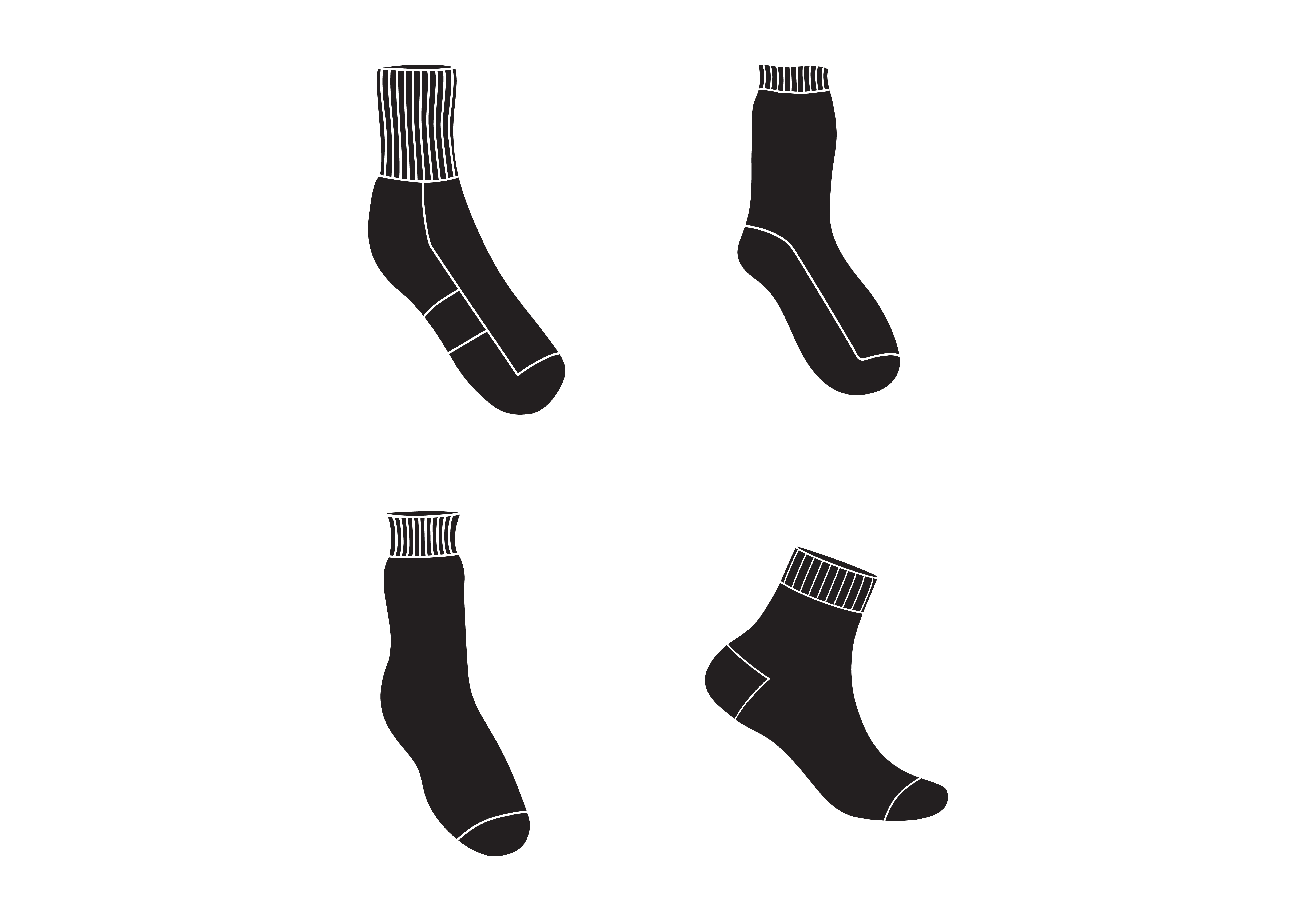 6250x4375 Silhouette Simple Socks Icon Set Graphic