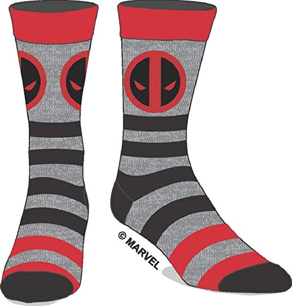 569x596 Marvel Deadpool Icon Stripe Men's Crew Socks Clothing
