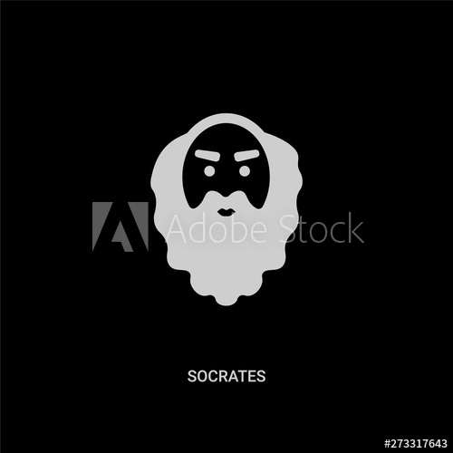 500x500 White Socrates Vector Icon On Black Background Modern Flat
