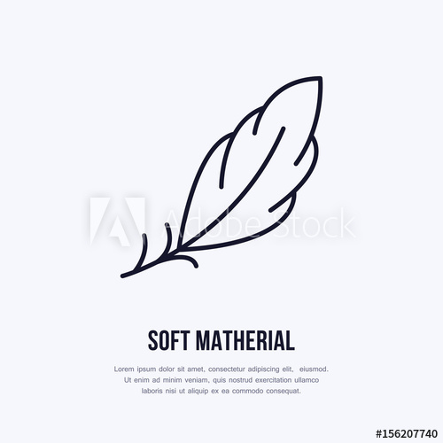 500x500 Feather Flat Line Icon Vector Sign For Soft, Lightweight