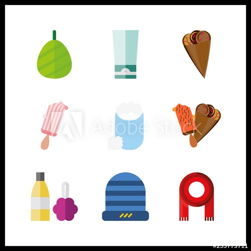 500x500 Soft Icon Vector Illustration Soft Set Scarf And Ice Creams