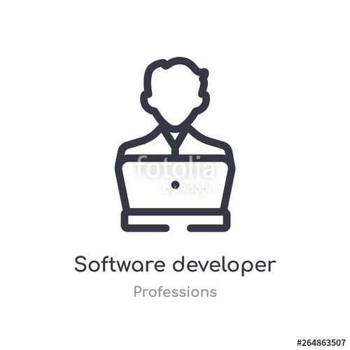 500x500 Software Developer Outline Icon Isolated Line Vector Illustration