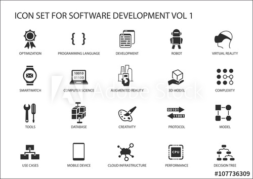 500x354 Software Development Icon Set Vector Symbols To Be Used