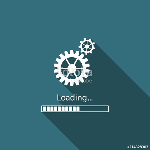 500x500 Loading And Gear Icon Isolated With Long Shadow Progress Bar Icon