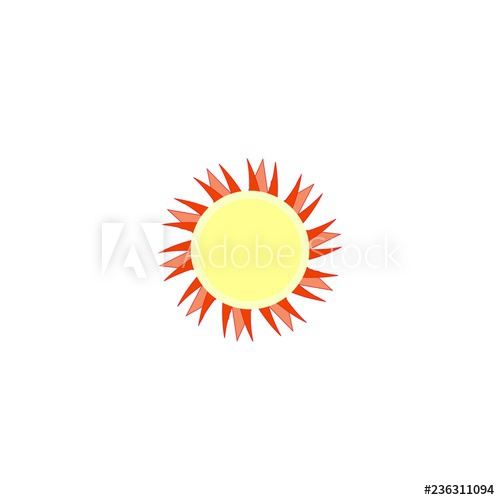 500x500 Sun Sign On White Background Orange Solar Symbol Sol Icon Vector