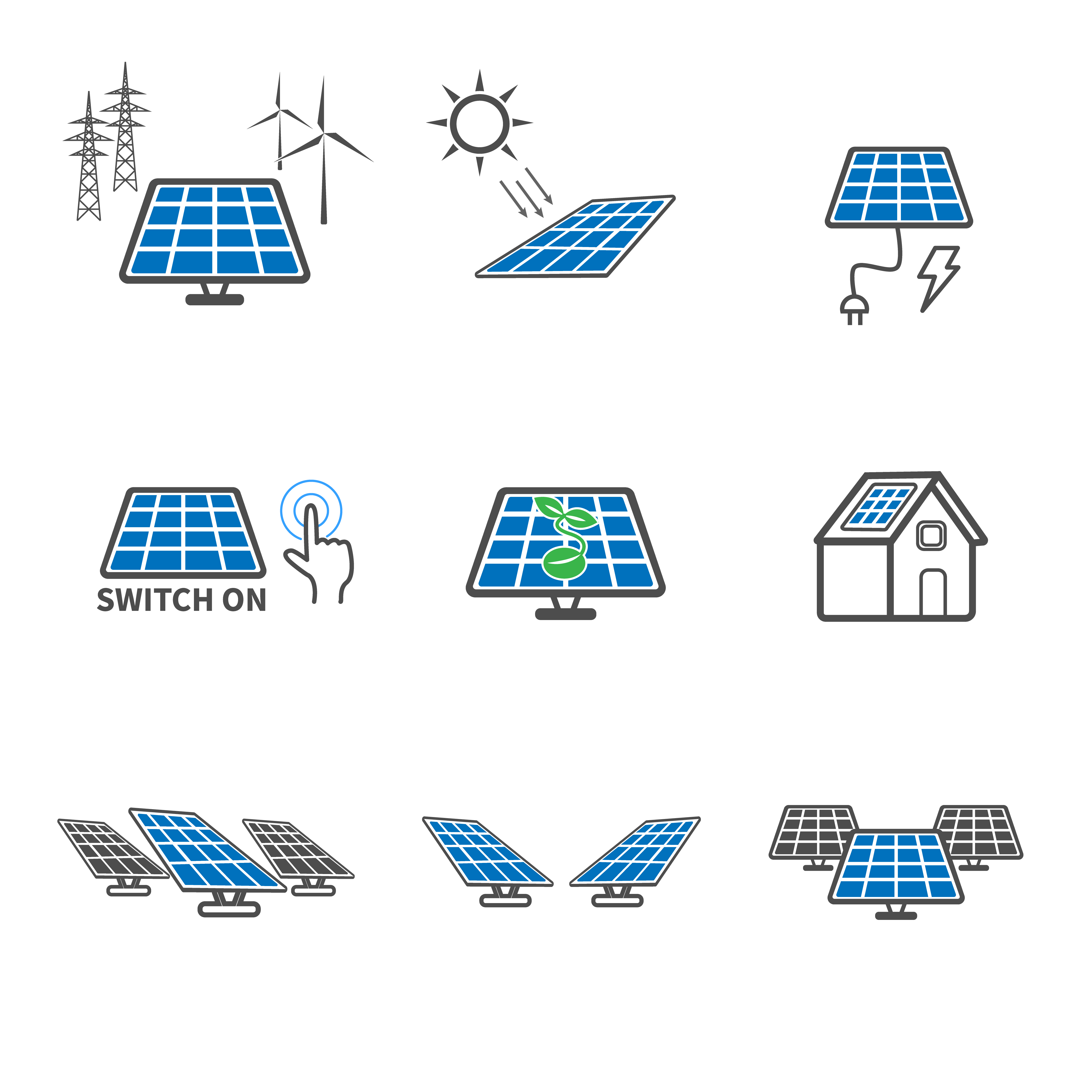 5000x5000 Solar Cell Icons Power And Energy Concept Illustration Vector