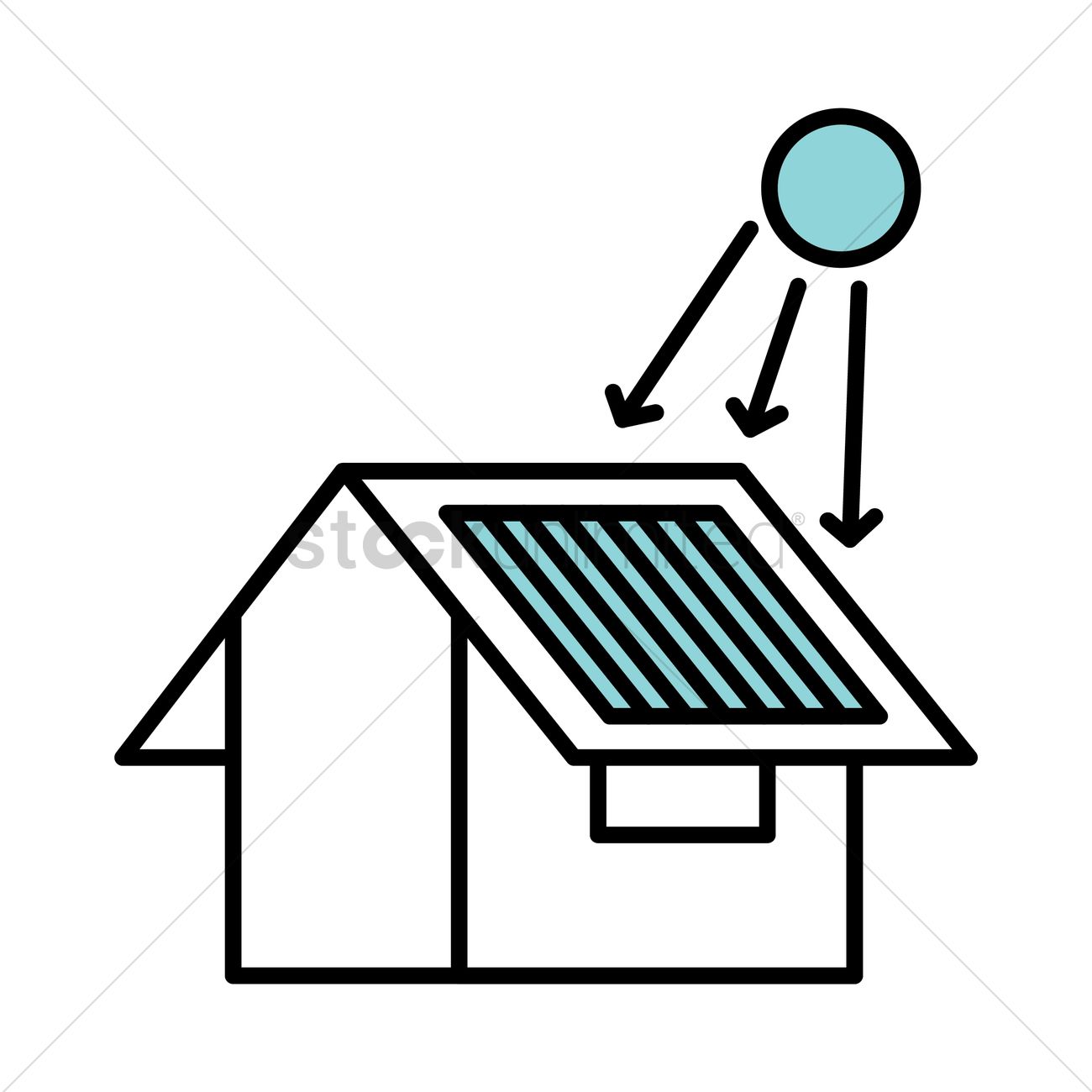 1300x1300 House With Solar Panel Icon Vector Image