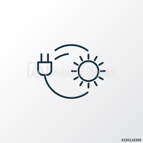 500x500 Solar Power Icon Line Symbol Premium Quality Isolated Sun Plug