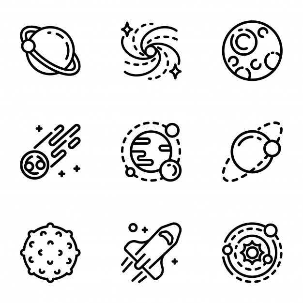 626x626 Solar System Icon Set Outline Set Of Solar System Icons Vector