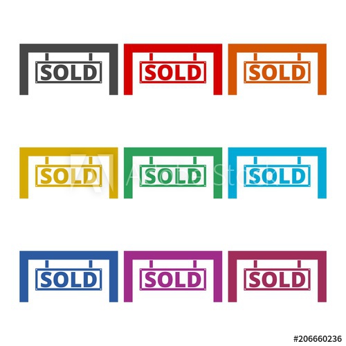 500x500 Sold Sign Icon, Color Icons Set