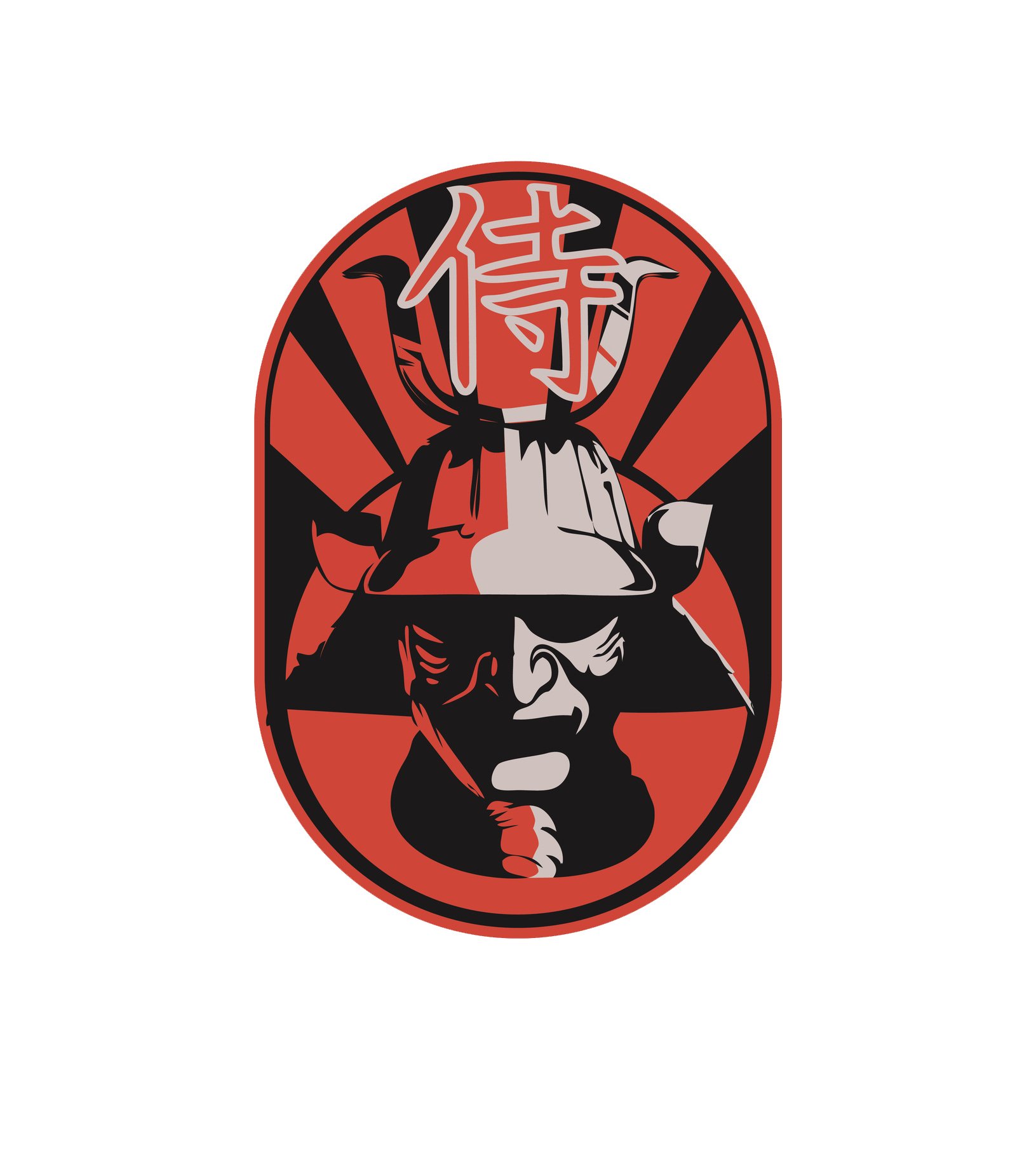 1631x1838 Red And Black Japanese Warrior Soldier Icon Vinyl Decal Sticker
