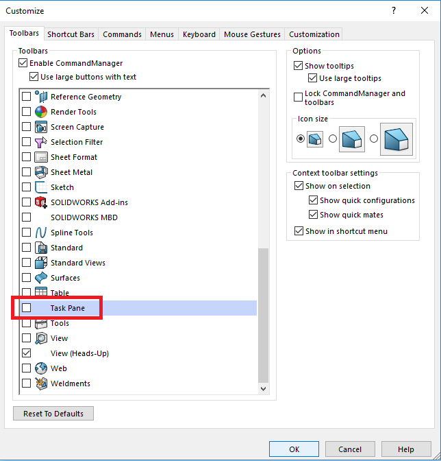 644x672 My Solidworks Task Pane Is Missing Learn How To Get It Back