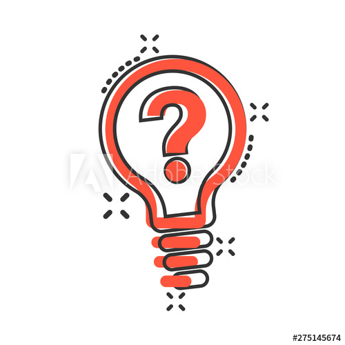 500x500 Problem Solution Icon In Comic Style Light Bulb Idea Vector