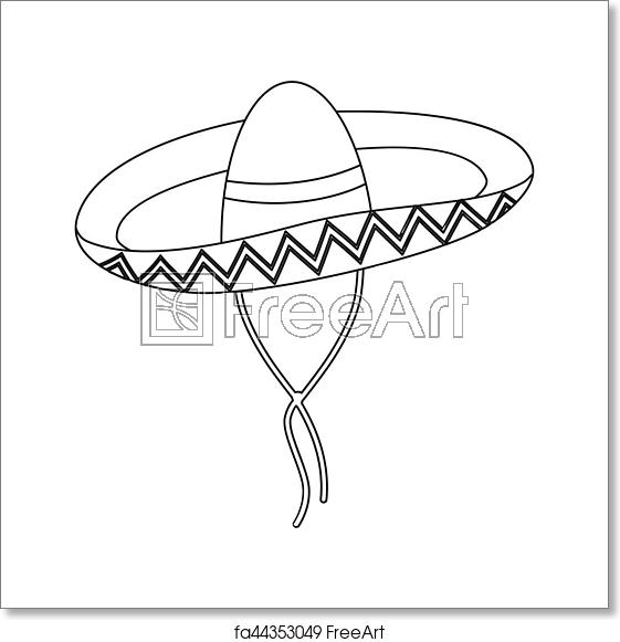 561x581 Free Art Print Of Mexican Sombrero Icon In Outline Style Isolated