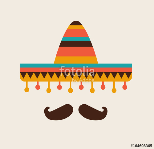 500x484 Sombrero And Mustache Mexican Flat Icon Vector Stock Stock