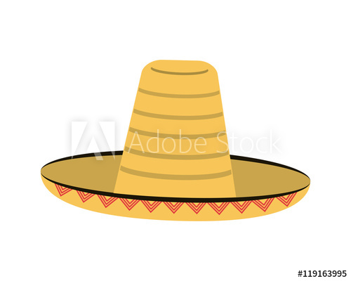 500x400 Flat Design Mexican Hat Sombrero Icon Vector Illustration