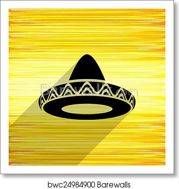362x382 Mexican Sombrero Icon, Art Print Barewalls Posters Prints