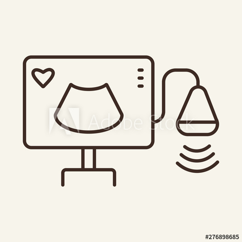 500x500 Ultrasound Line Icon Monitor, Scanner, Medical Equipment