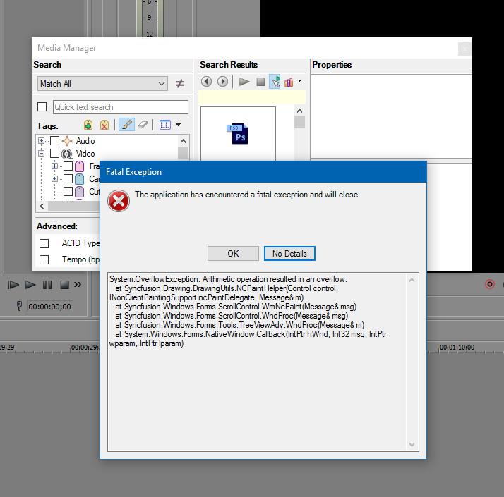 Media Manager Crashing In Vegas Pro Vegas Pro 714x705 Media Manager Crashing In Vegas Pro Vegas Pro