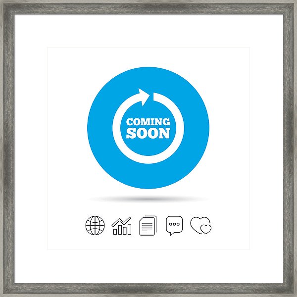 600x600 Coming Soon Icon Promotion Announcement Symbol Framed Print