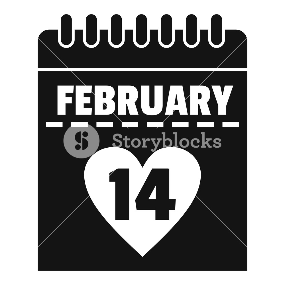 1000x1000 Valentines Day Calendar Icon Simple Illustration Of Valentines