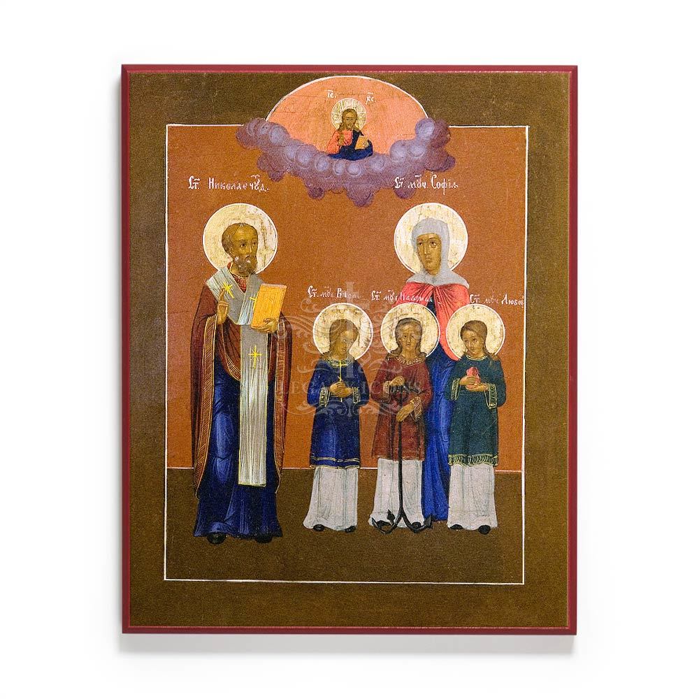 1000x1000 Saint Nicholas With Saint Sophia And Her Daughters Icon
